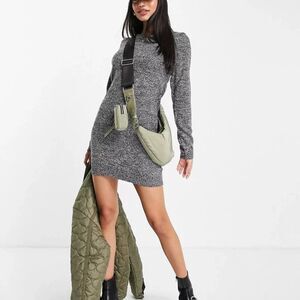 Brave Soul Charcoal Grey Crew Neck Sweater Dress size Medium EUC